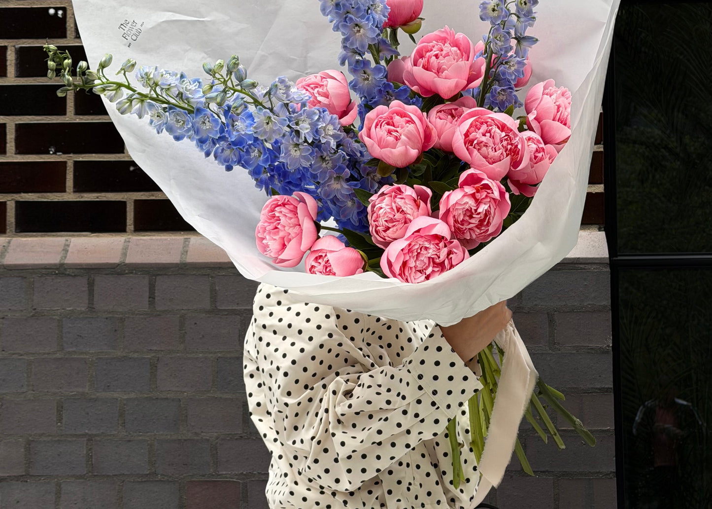 Pink Peonies & Blue Delphinium Bouquet