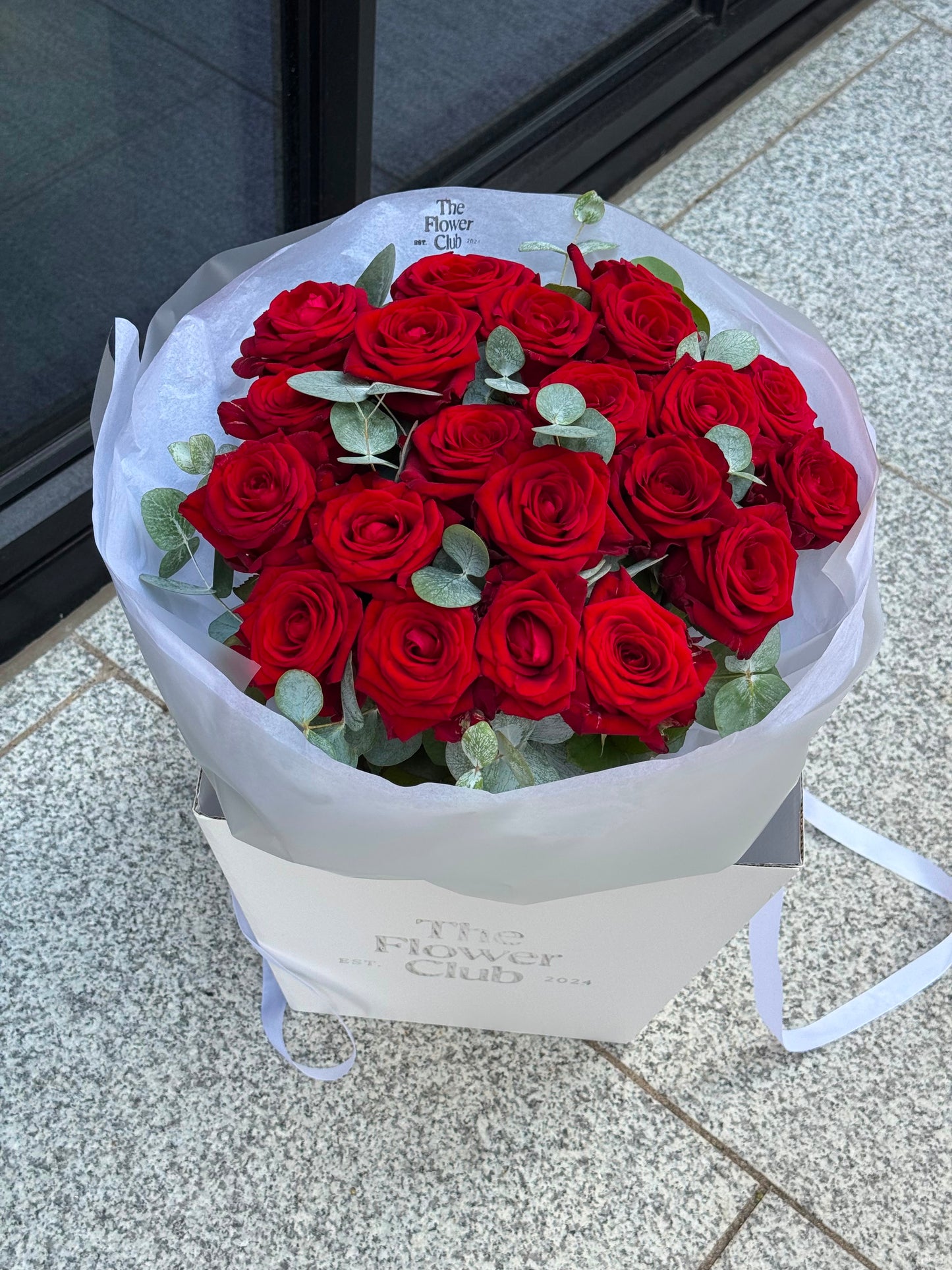Classic Red Roses & Eucalyptus