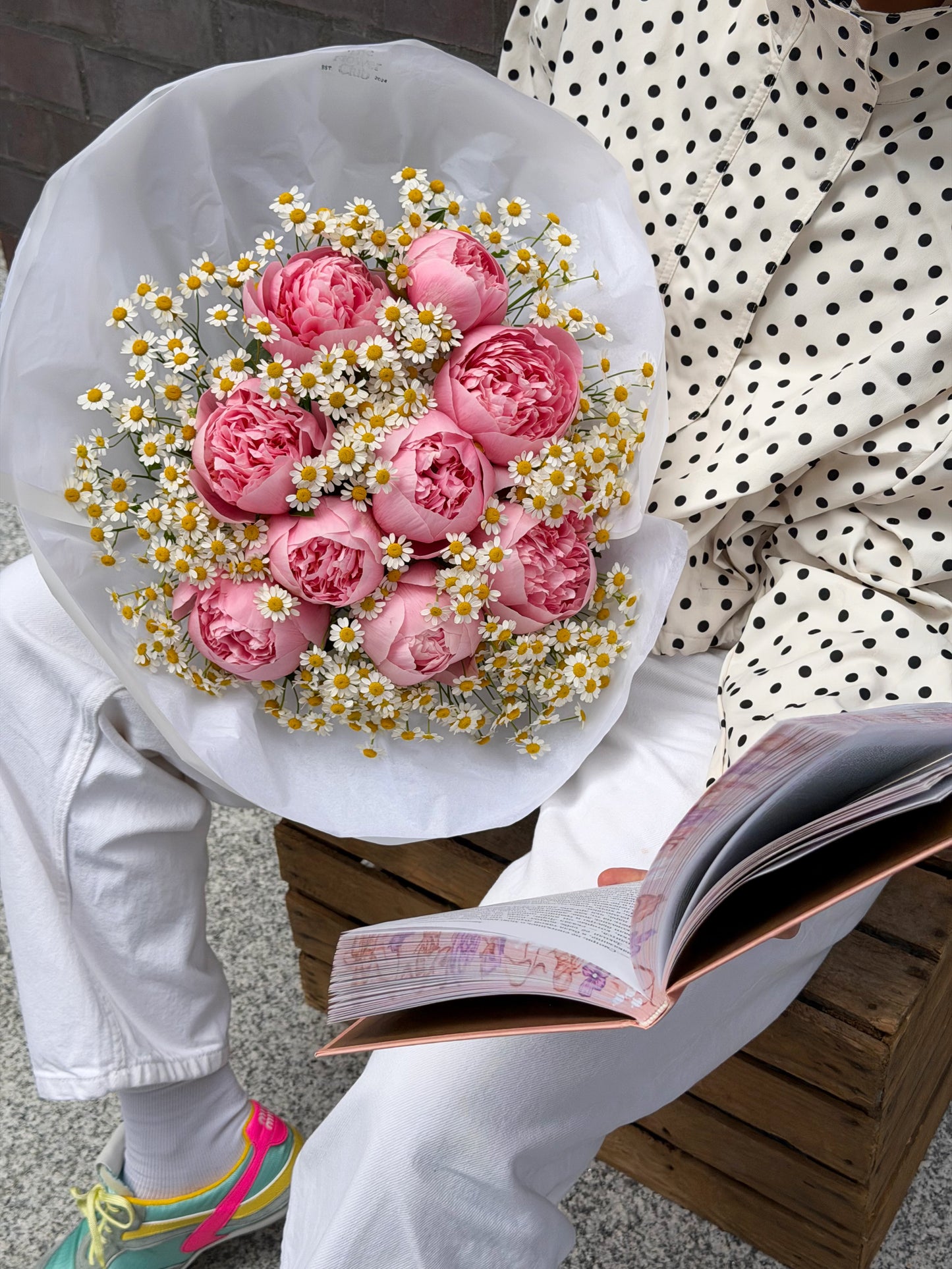 Pink Peonies & Chamomile Bouquet