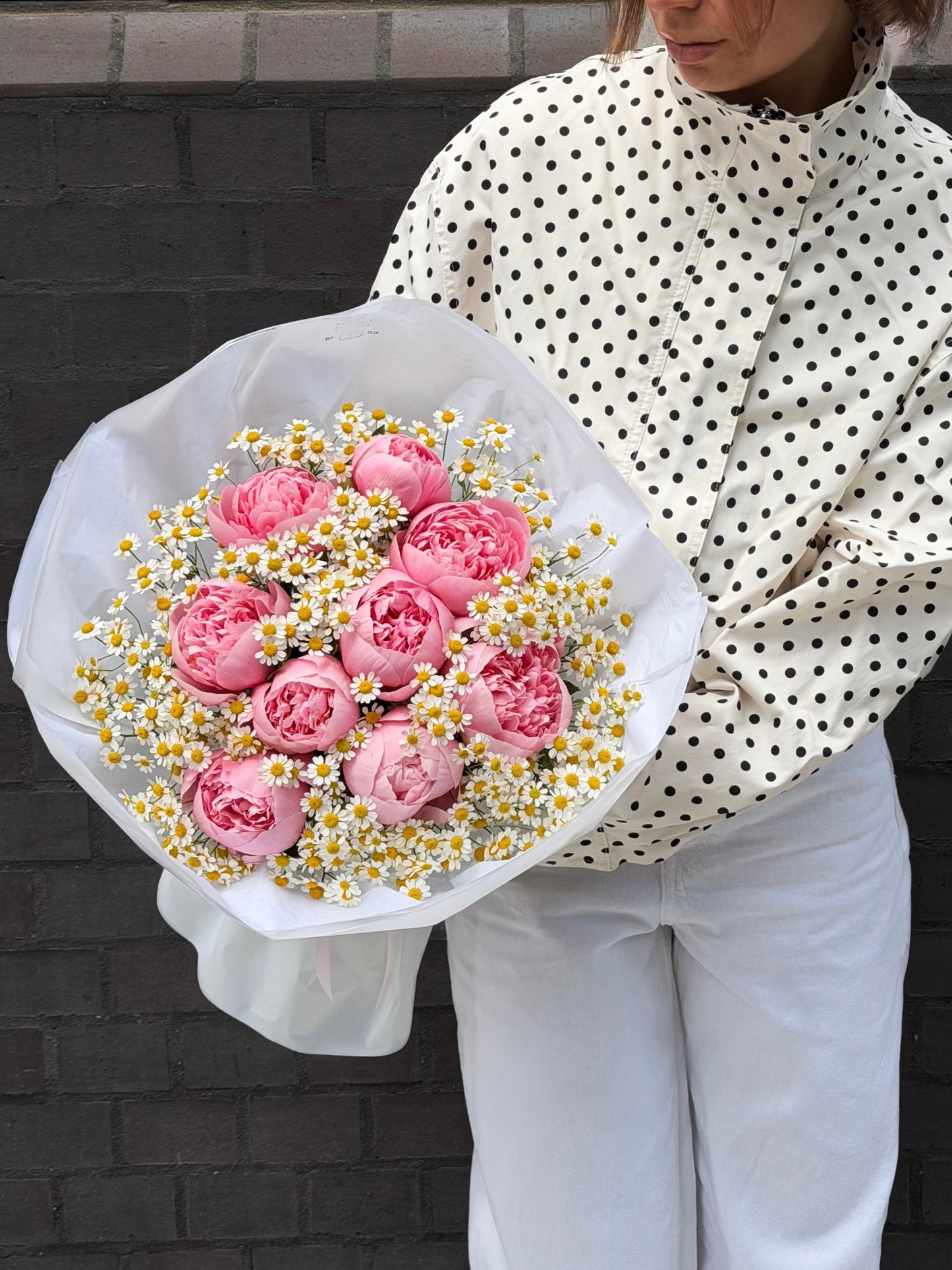 Pink Peonies & Chamomile Bouquet