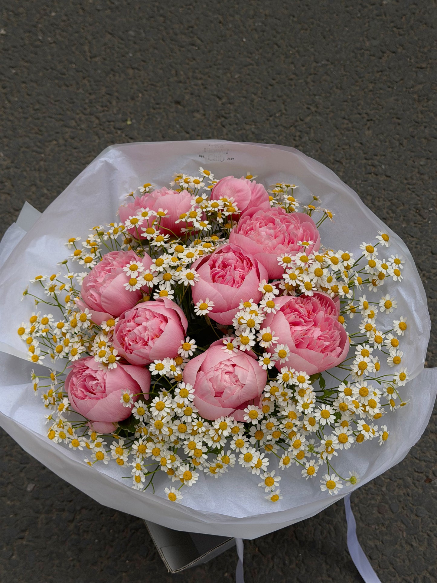 Pink Peonies & Chamomile Bouquet