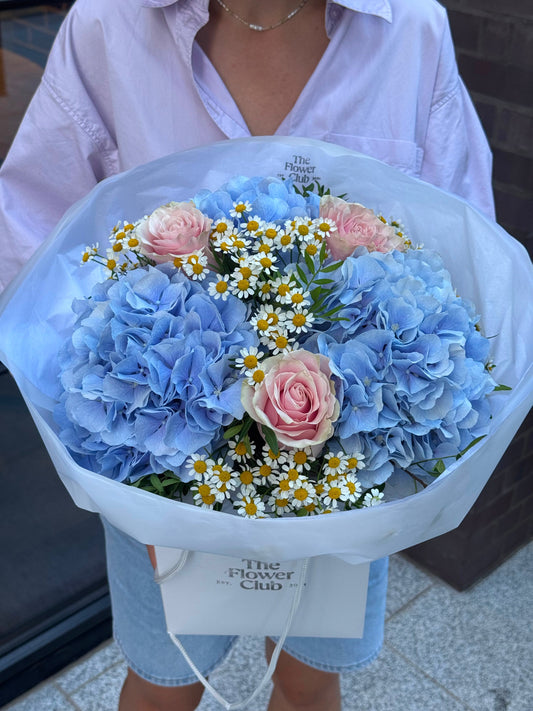 Ocean Blue Hydrangea&Roses Bouquet
